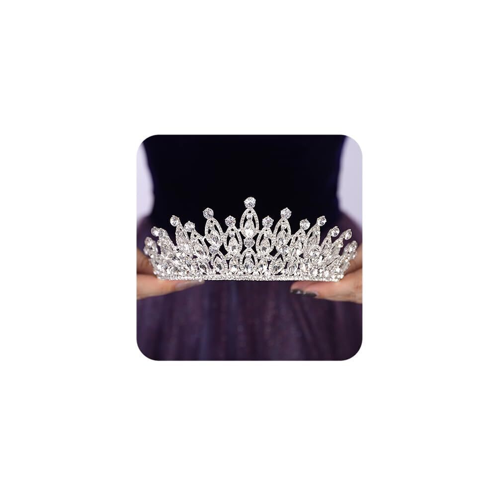 6803 Wedding Tiara Crown Silver Crystal Princess Tiara Elegant Rhinestone